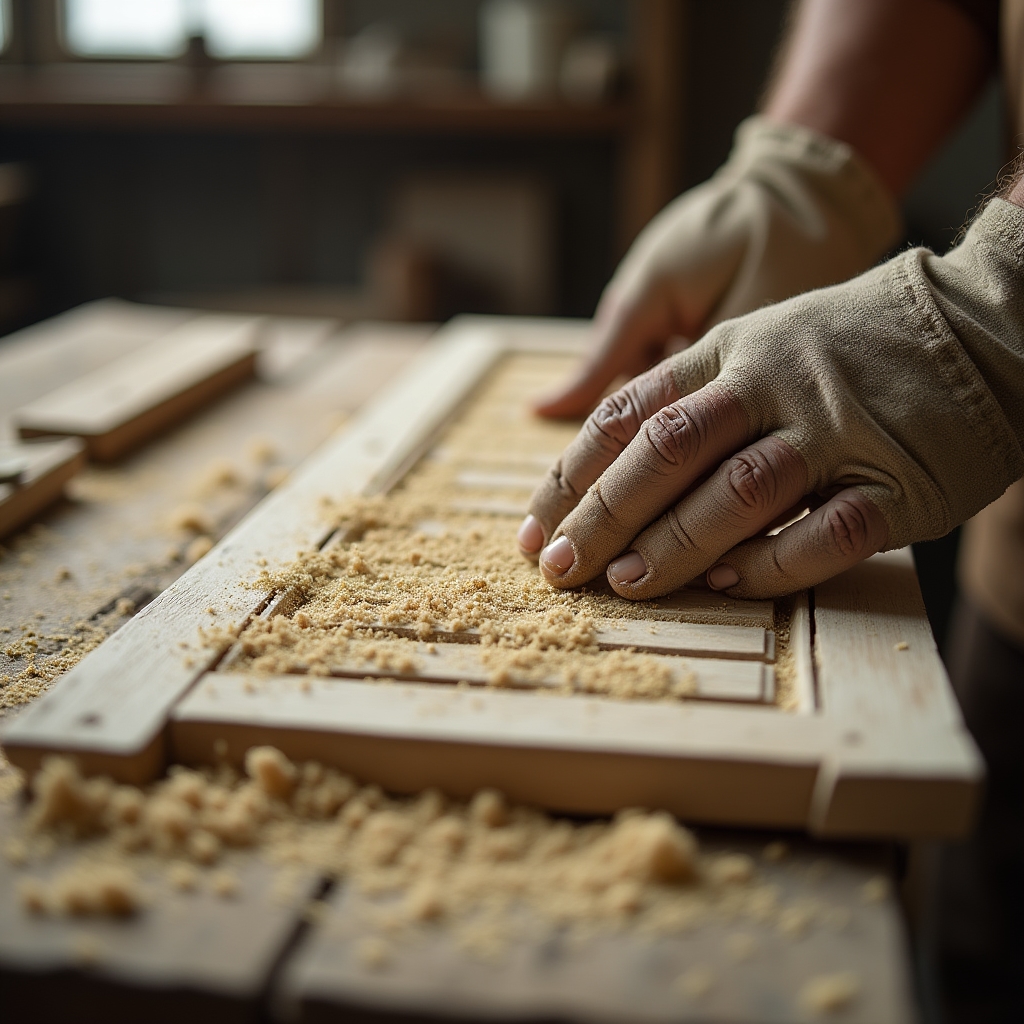 Scartavetratura manuale di una persiana in legno